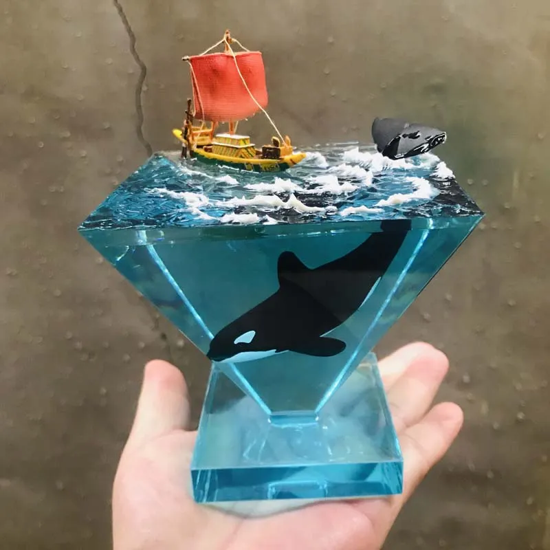 Resin Marine Whale Ornaments Sailing Boat & Orca
