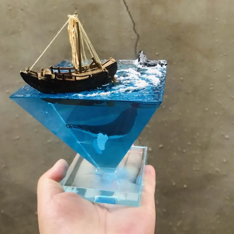 Resin Marine Whale Ornaments Sailing Boat & Orca