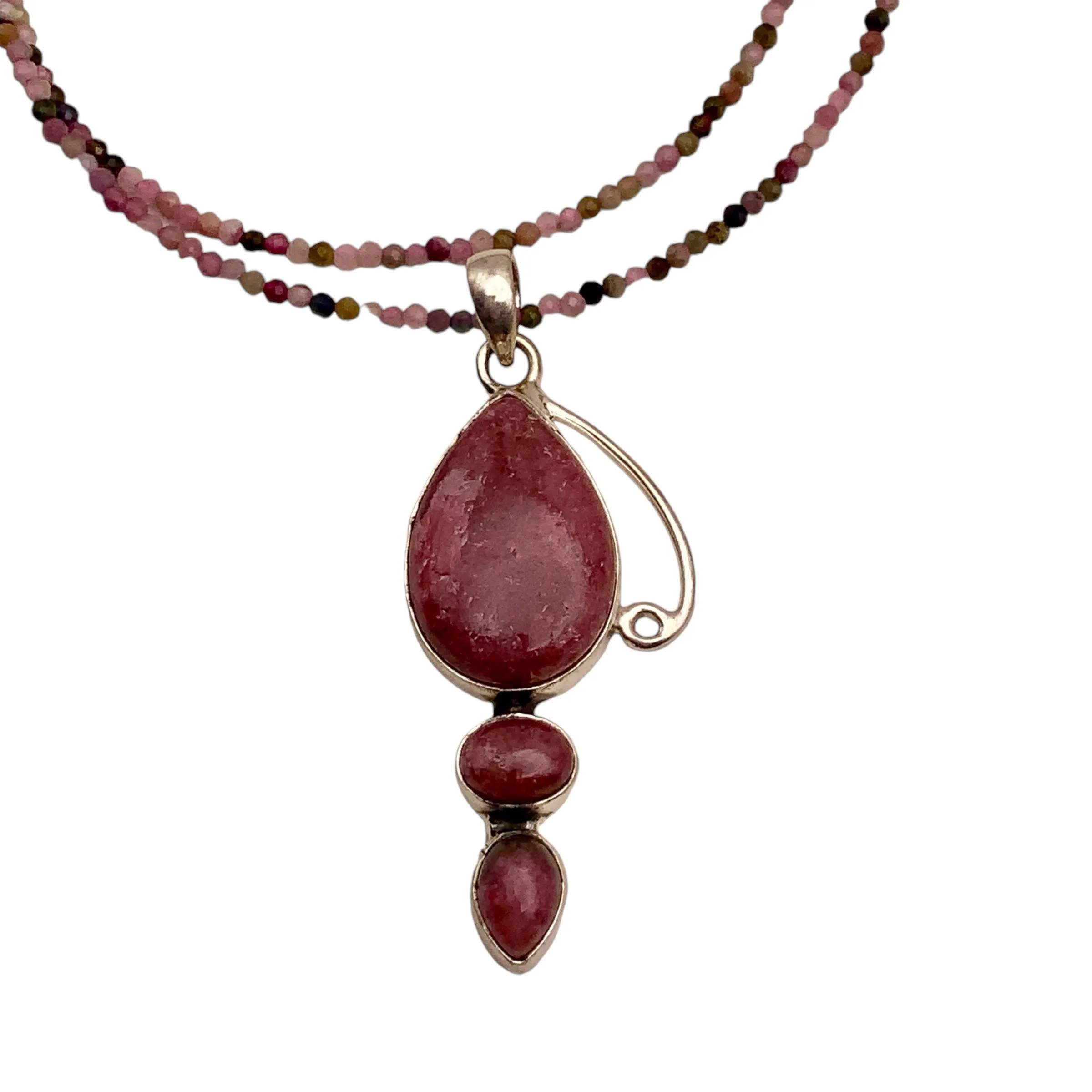 Rhodonite solid 925 Sterling Silver Pendant Necklace