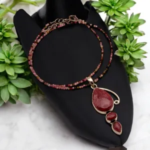 Rhodonite solid 925 Sterling Silver Pendant Necklace