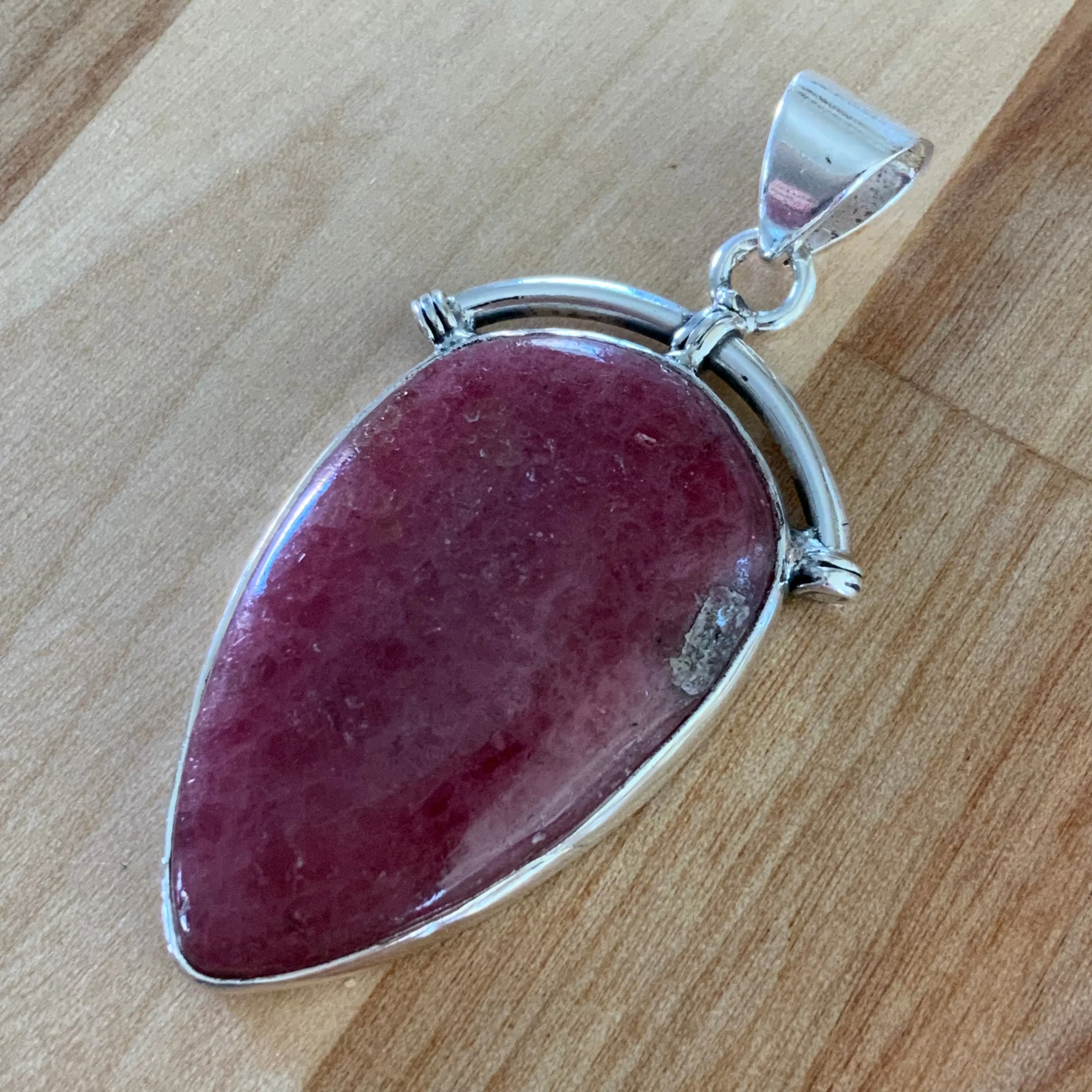 Rhodonite Solid 925 Sterling Silver Pendant