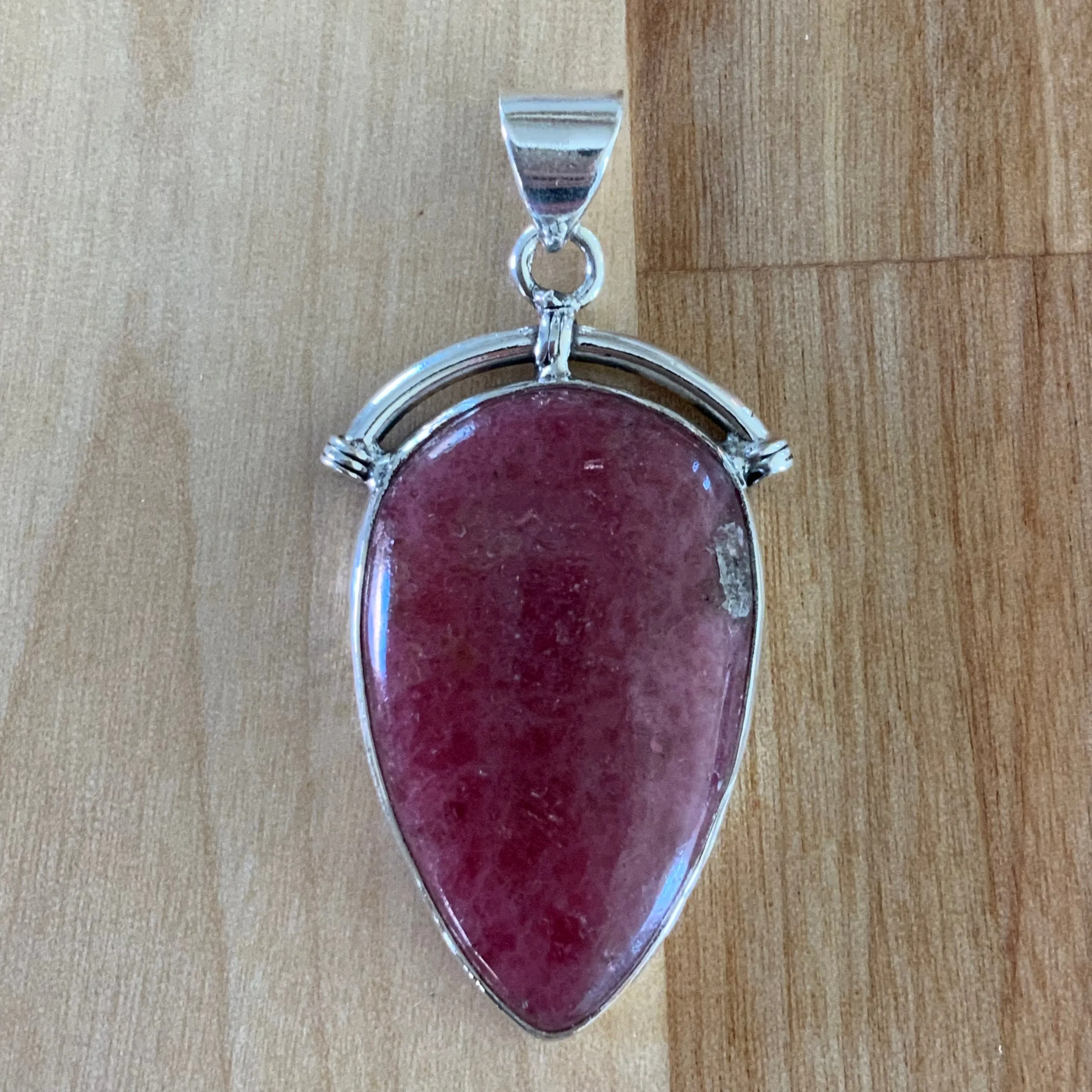 Rhodonite Solid 925 Sterling Silver Pendant