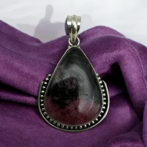 Rhodonite Solid 925 Sterling Silver Pendant