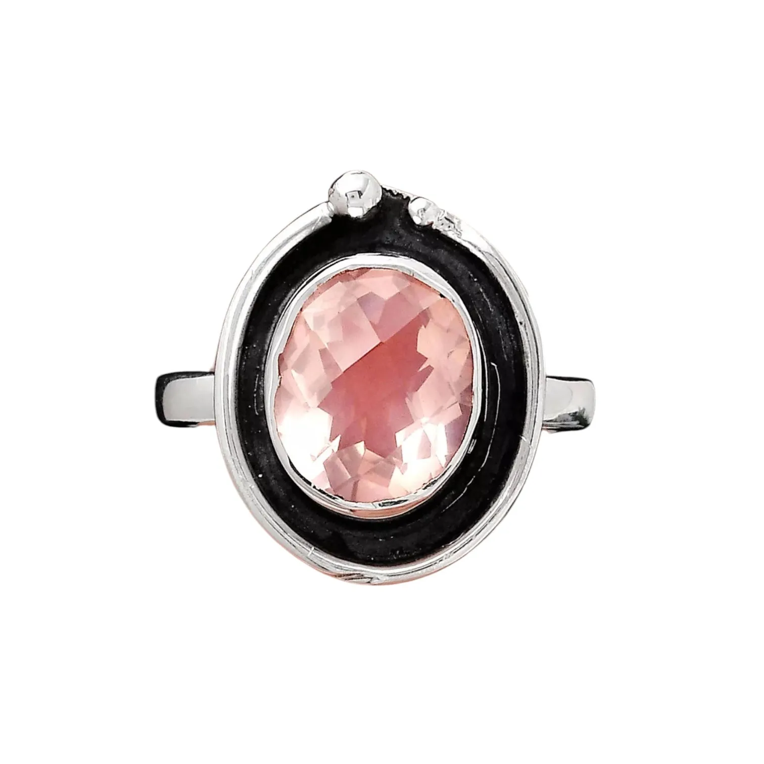 Rose Quartz Solid 925 Sterling Silver Ring 8
