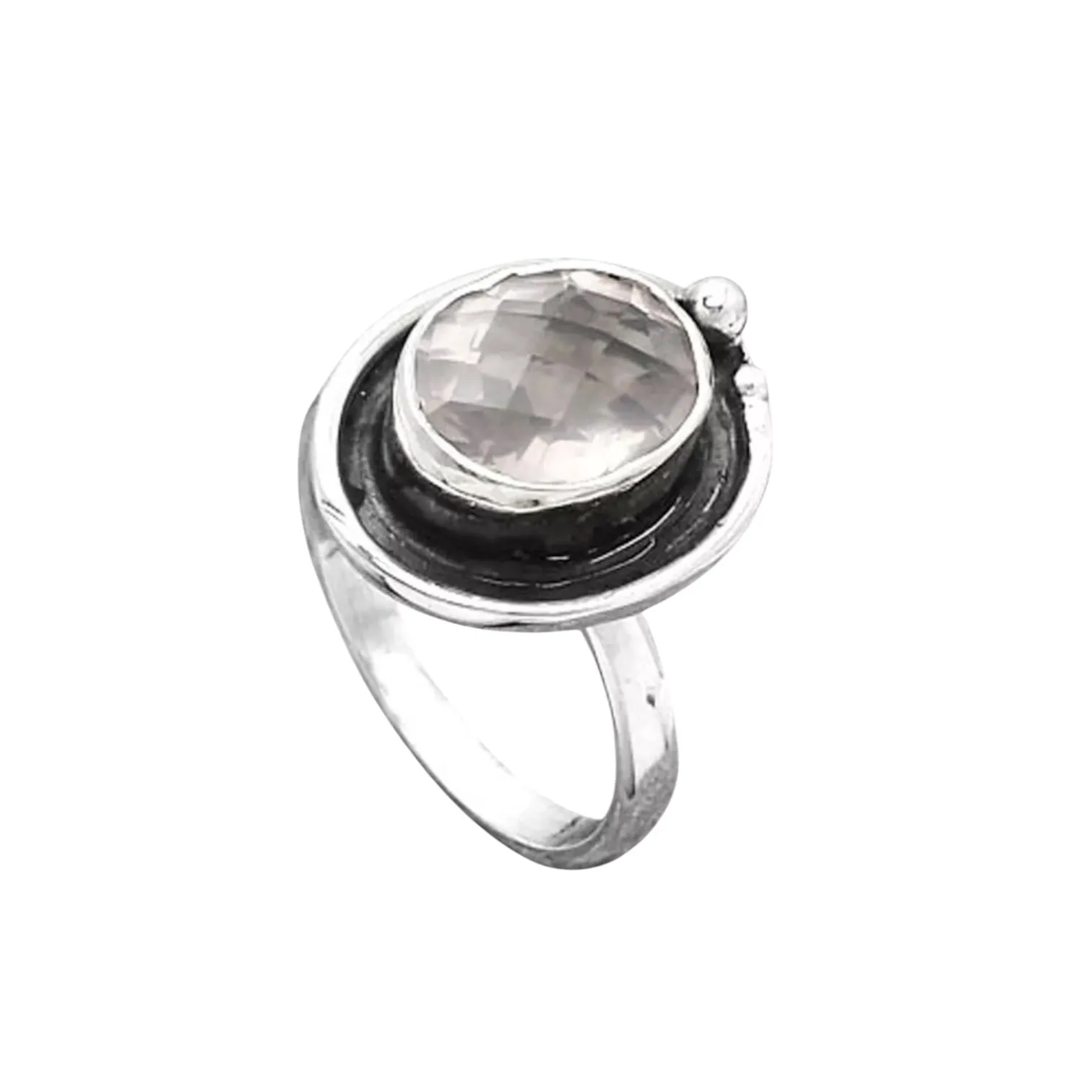 Rose Quartz Solid 925 Sterling Silver Ring 8
