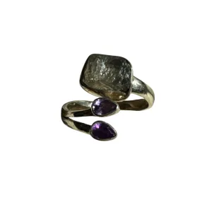 Rough Amethyst Solid 925 Sterling Silver Ring Adjustable