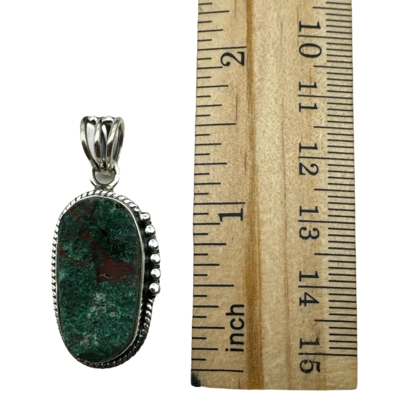 Rough Chrysocolla Solid 925 Sterling Silver Pendant