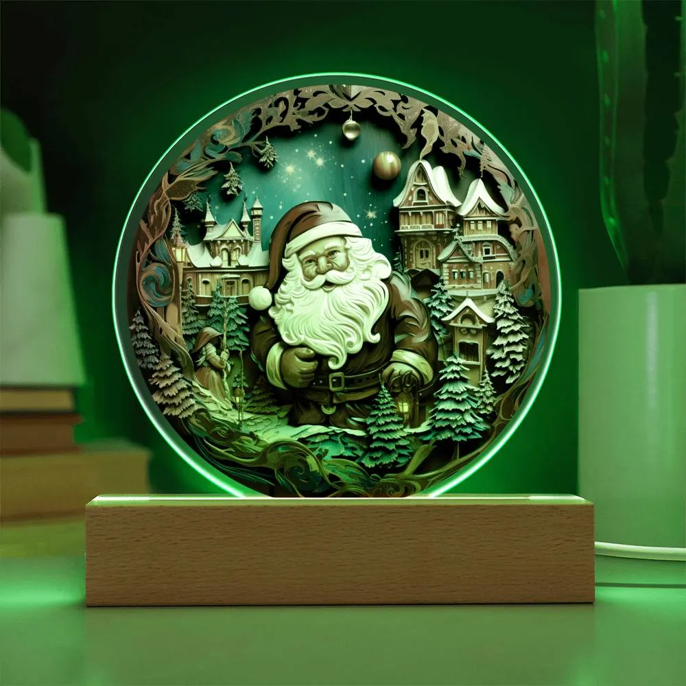 Santa Coming To Town Acrylic Circle, Christmas Themed Decor