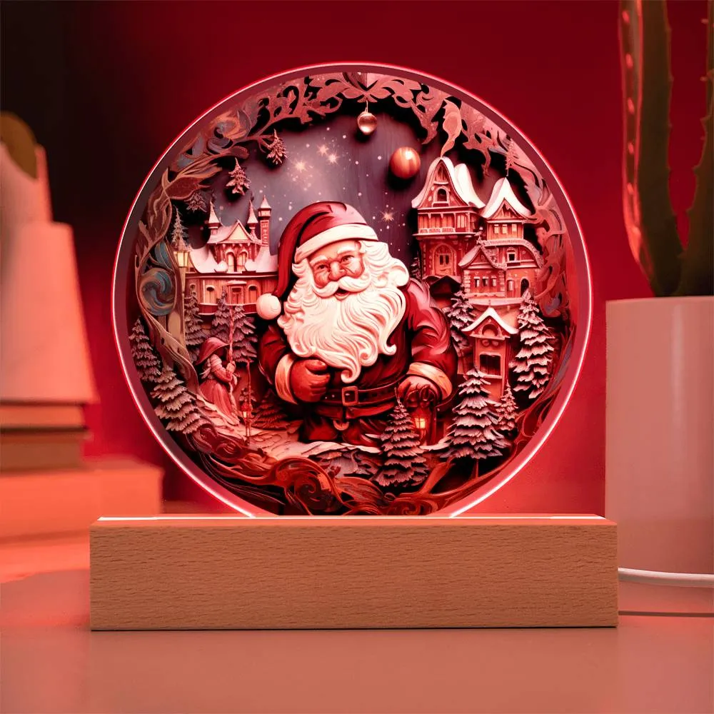Santa Coming To Town Acrylic Circle, Christmas Themed Decor