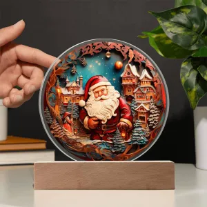 Santa Coming To Town Acrylic Circle, Christmas Themed Decor