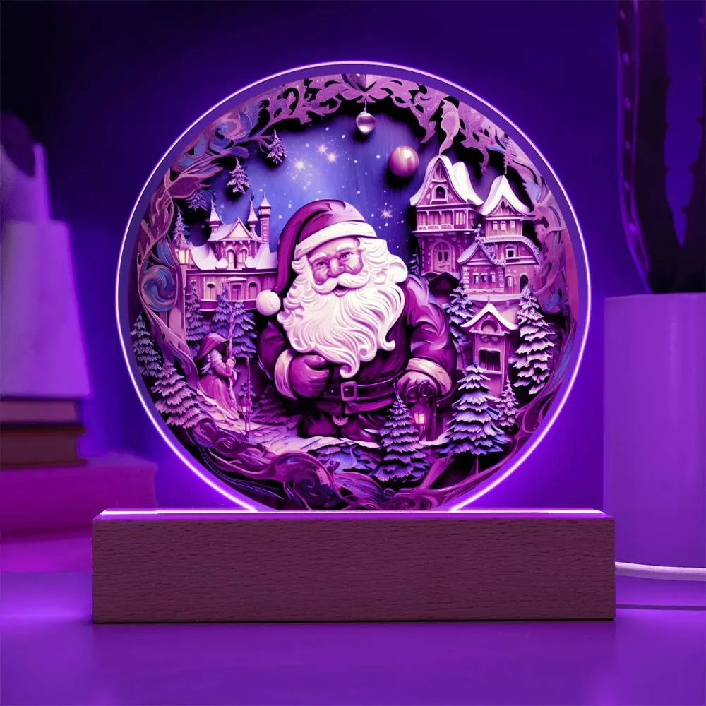 Santa Coming To Town Acrylic Circle, Christmas Themed Decor