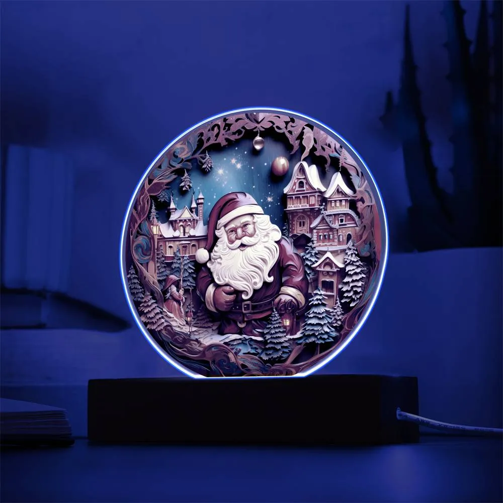 Santa Coming To Town Acrylic Circle, Christmas Themed Decor