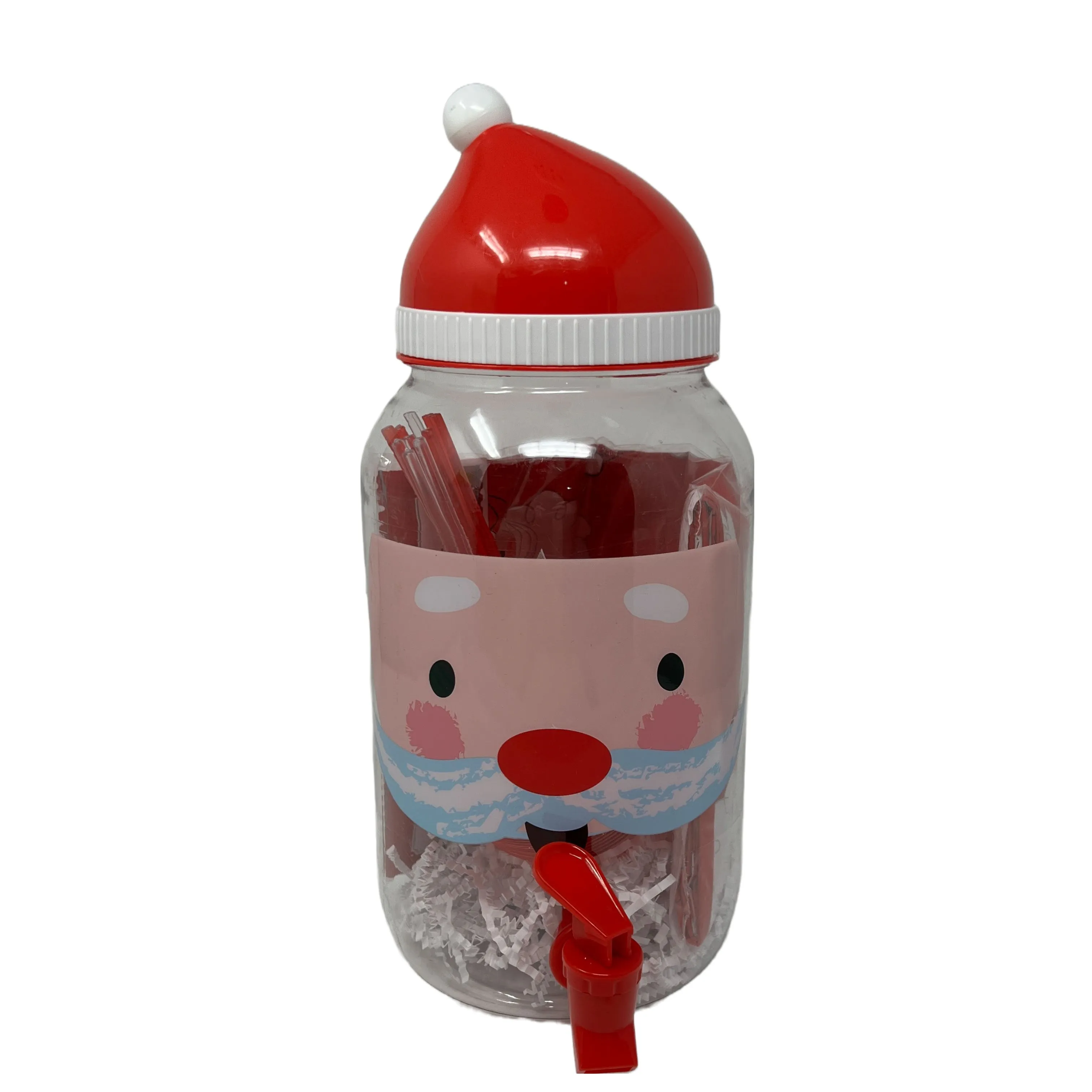 Santa Drink Dispenser and Cocktail Set with Drink Stirrers and Table Cover