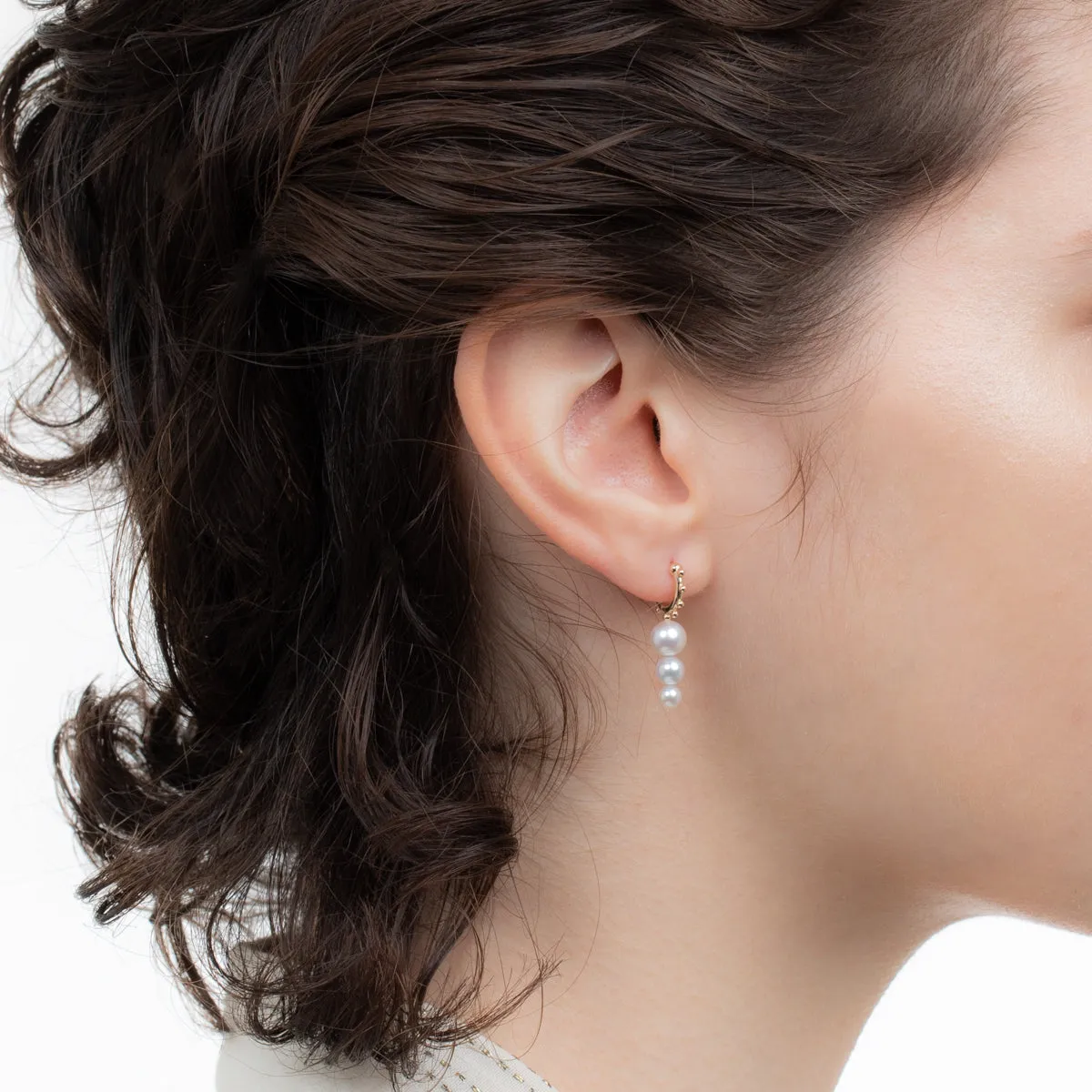 SEA ANEMONE Pearl Huggie Hoop Earring