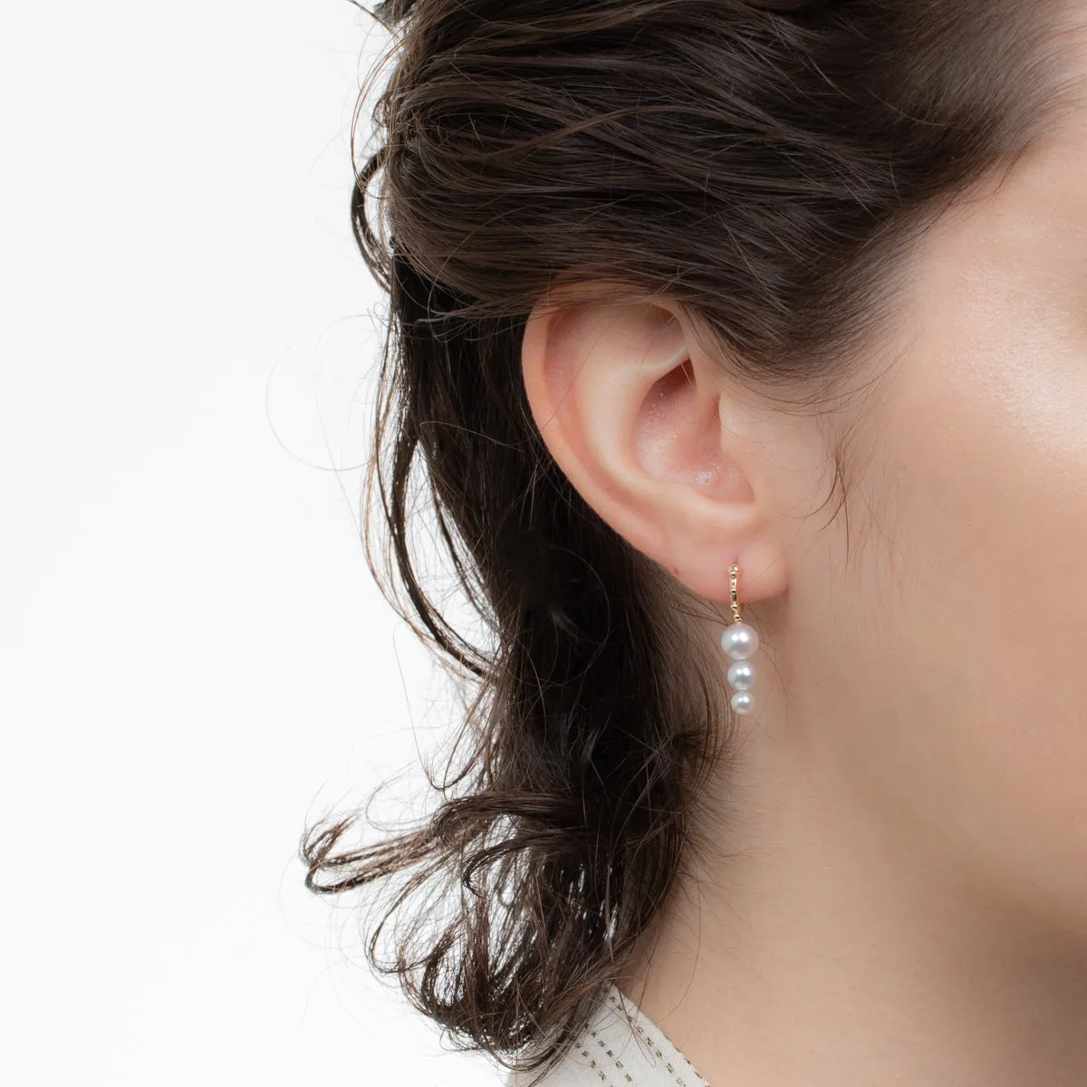 SEA ANEMONE Pearl Huggie Hoop Earring