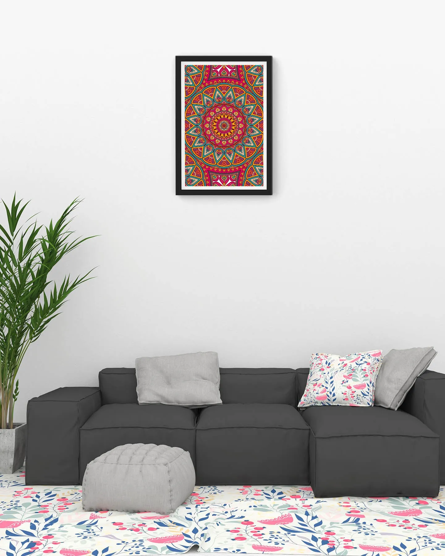 Seamless pink pattern with mandala