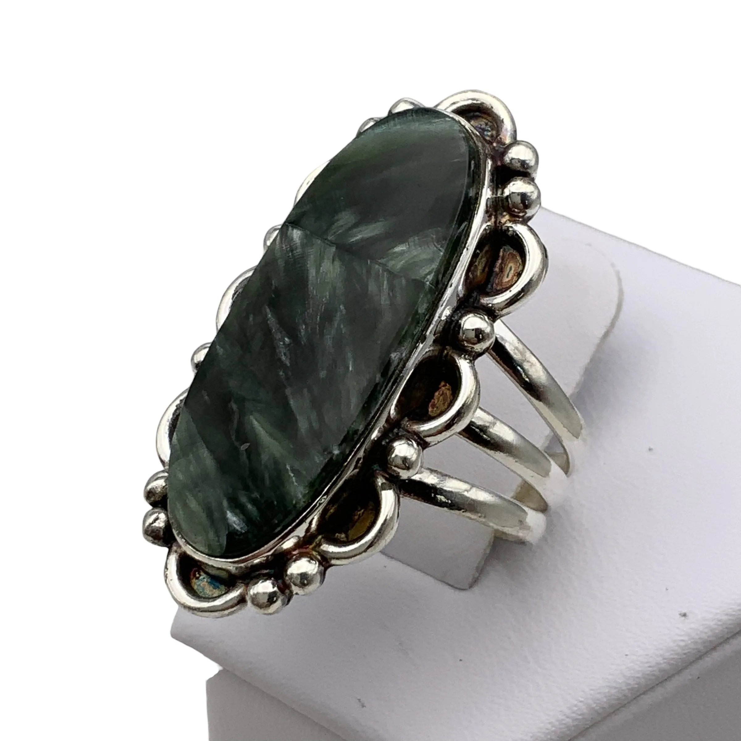 Seraphinite Solid 925 Sterling Silver Ring