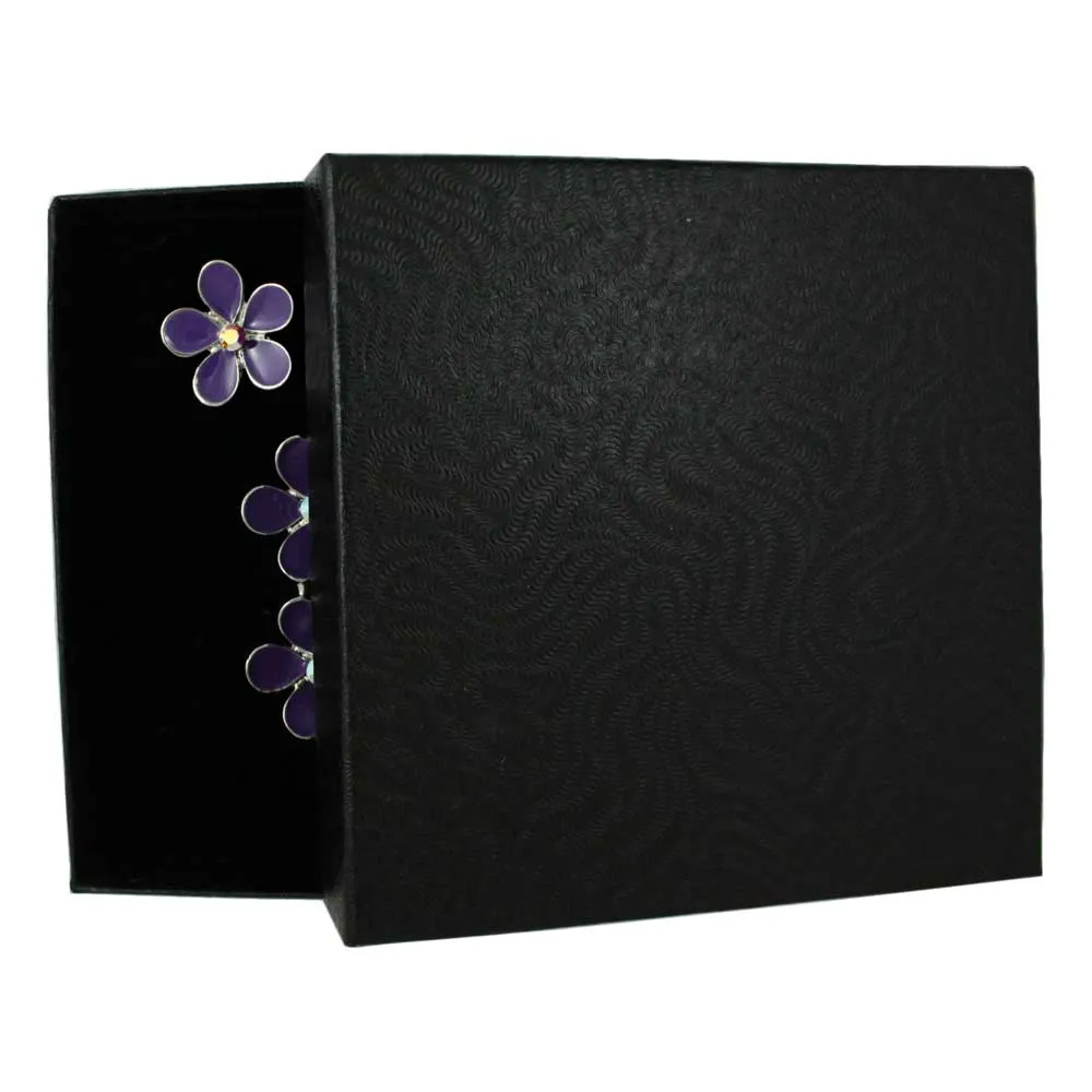 Shades of Purple Daisies Brooch Pin and Earring Set - PRL178BS
