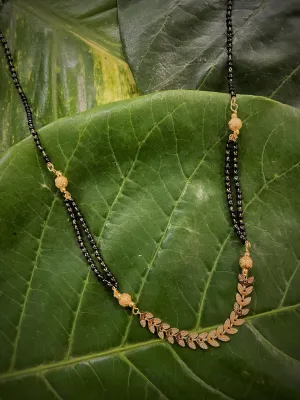 Short Mangalsutra Designs Gold Plated Leaf Chain Design with Double Layered Strands (20 Inches)