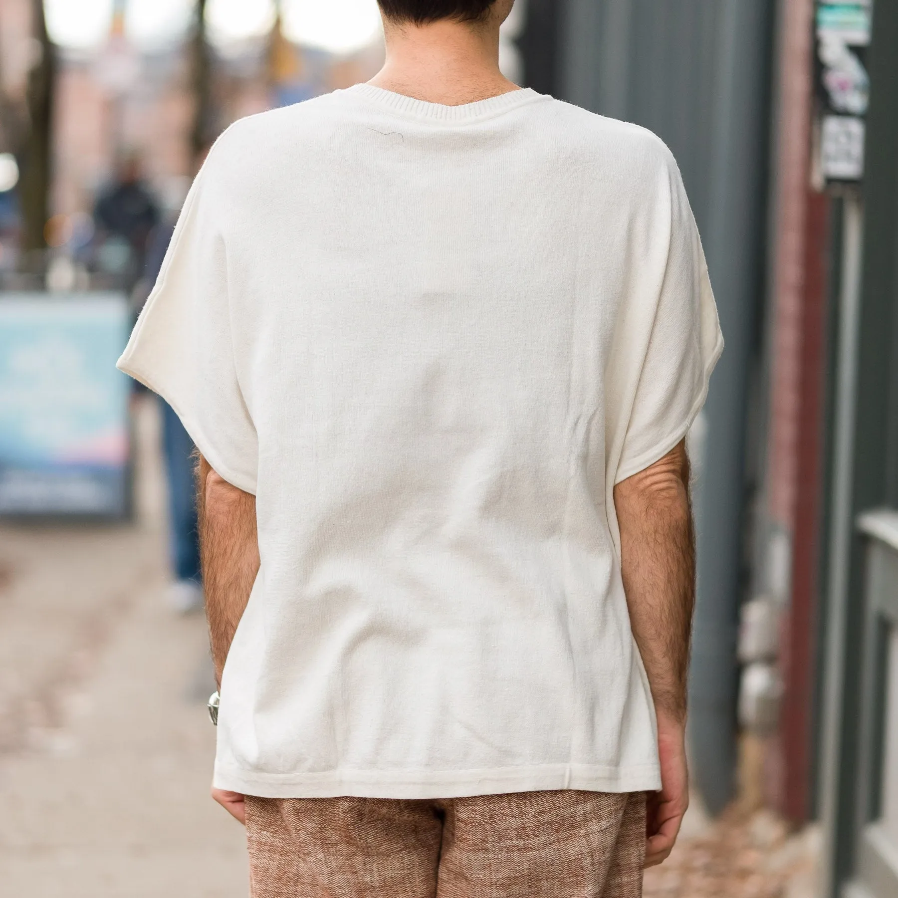 Short Sleeve Knit Big Tee in Ecru