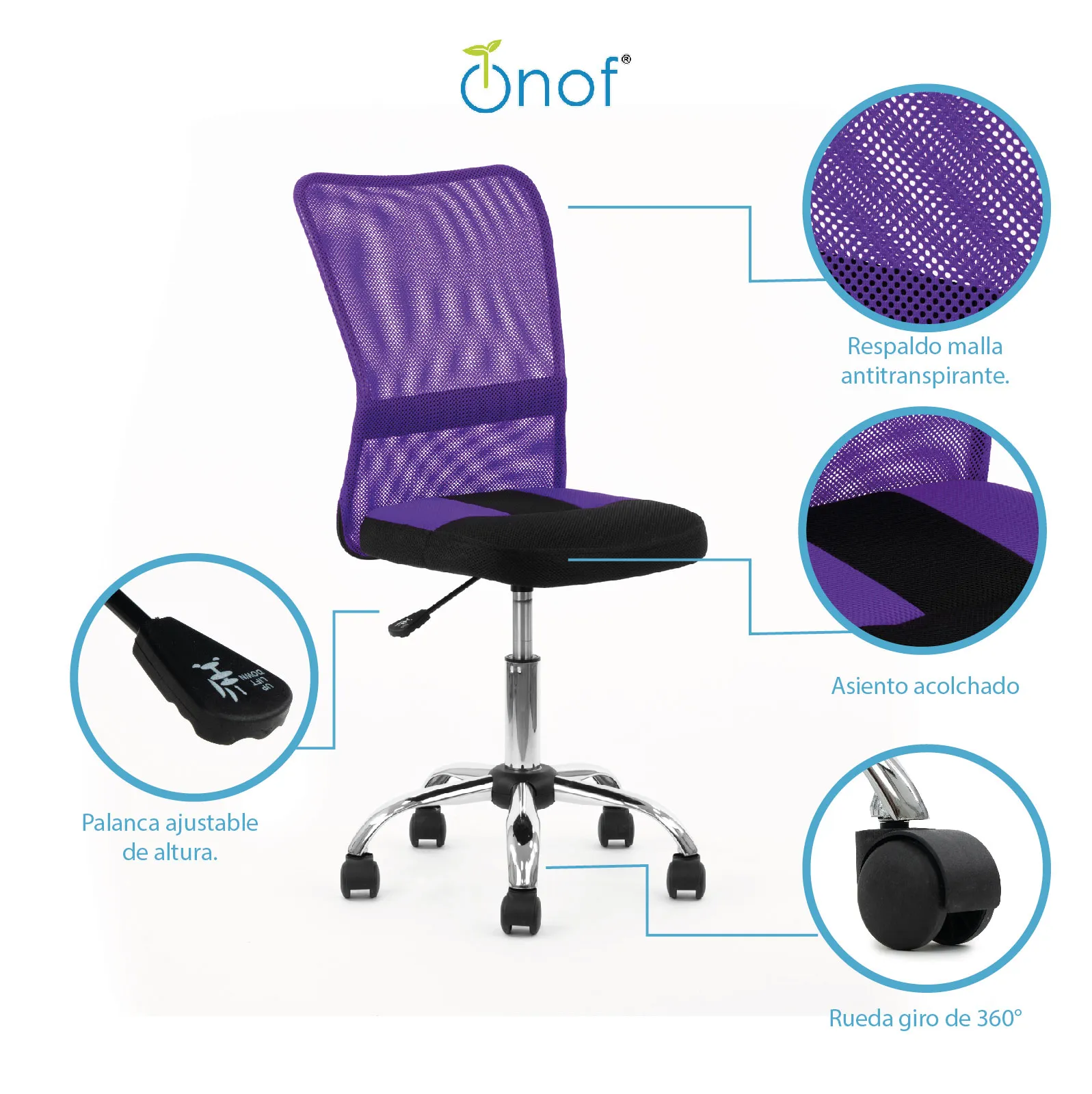Silla de Oficina Operativa Juvenil Home Office Estudio Casa