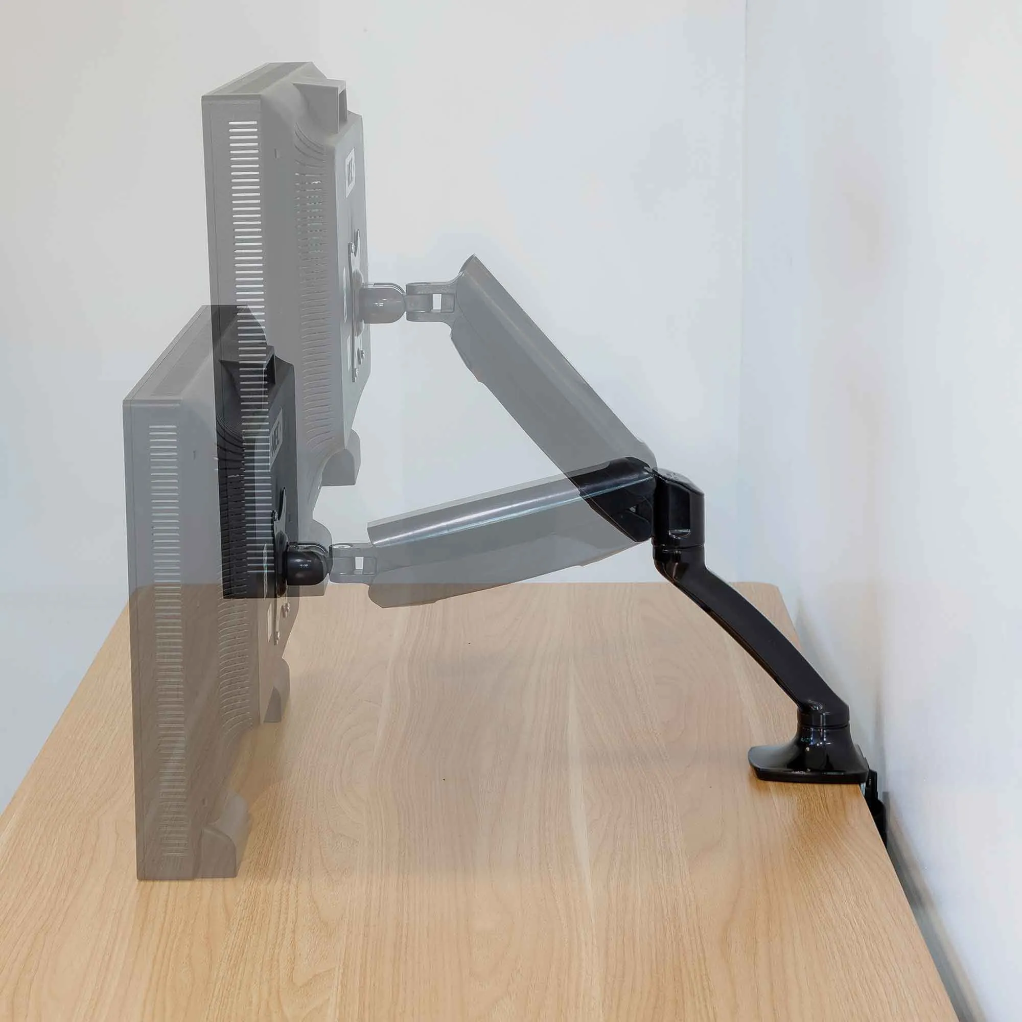 Single Monitor Arm, Adjustable & Rotating 9kg Load Capacity, 10-27" Screens - Black - DH24