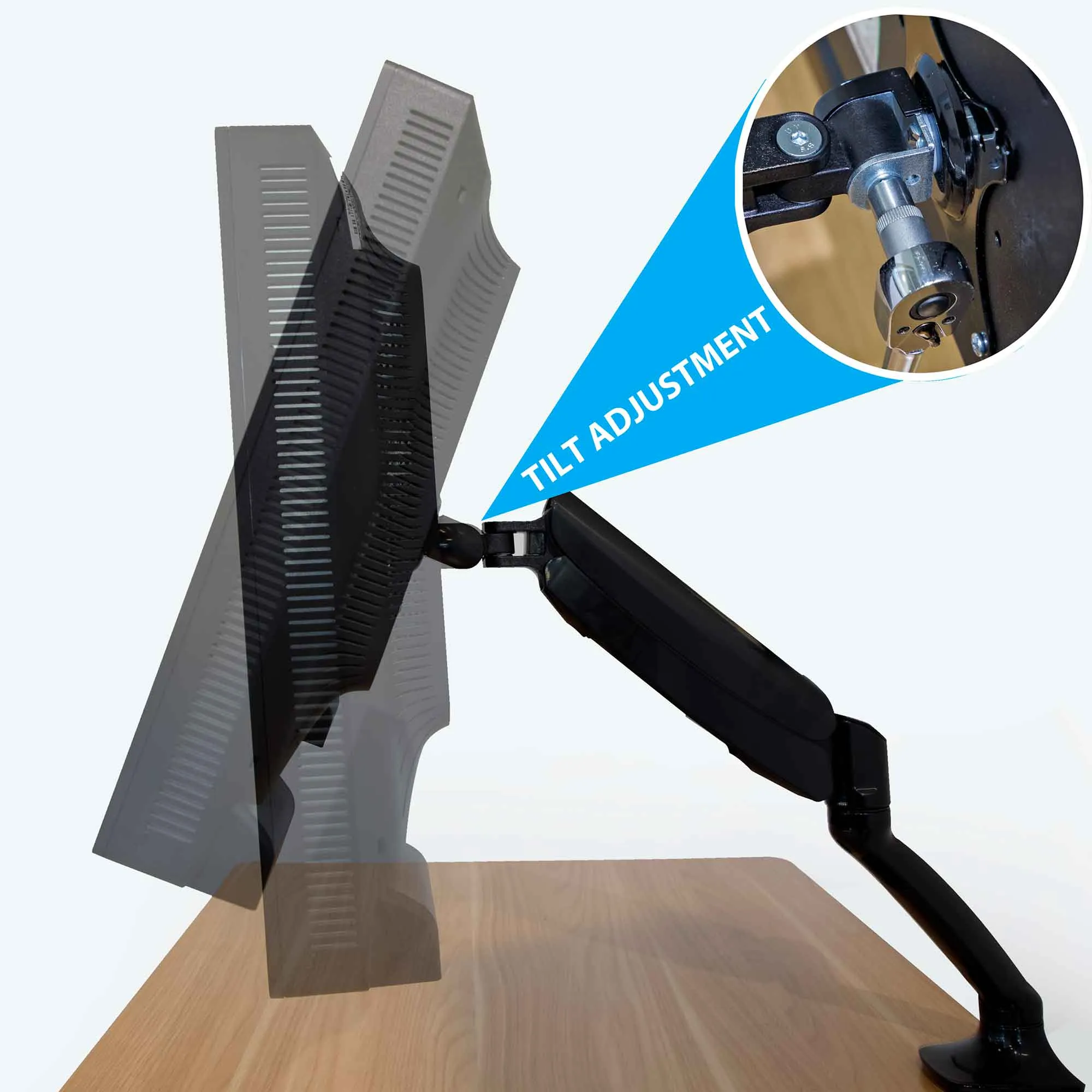 Single Monitor Arm, Adjustable & Rotating 9kg Load Capacity, 10-27" Screens - Black - DH24
