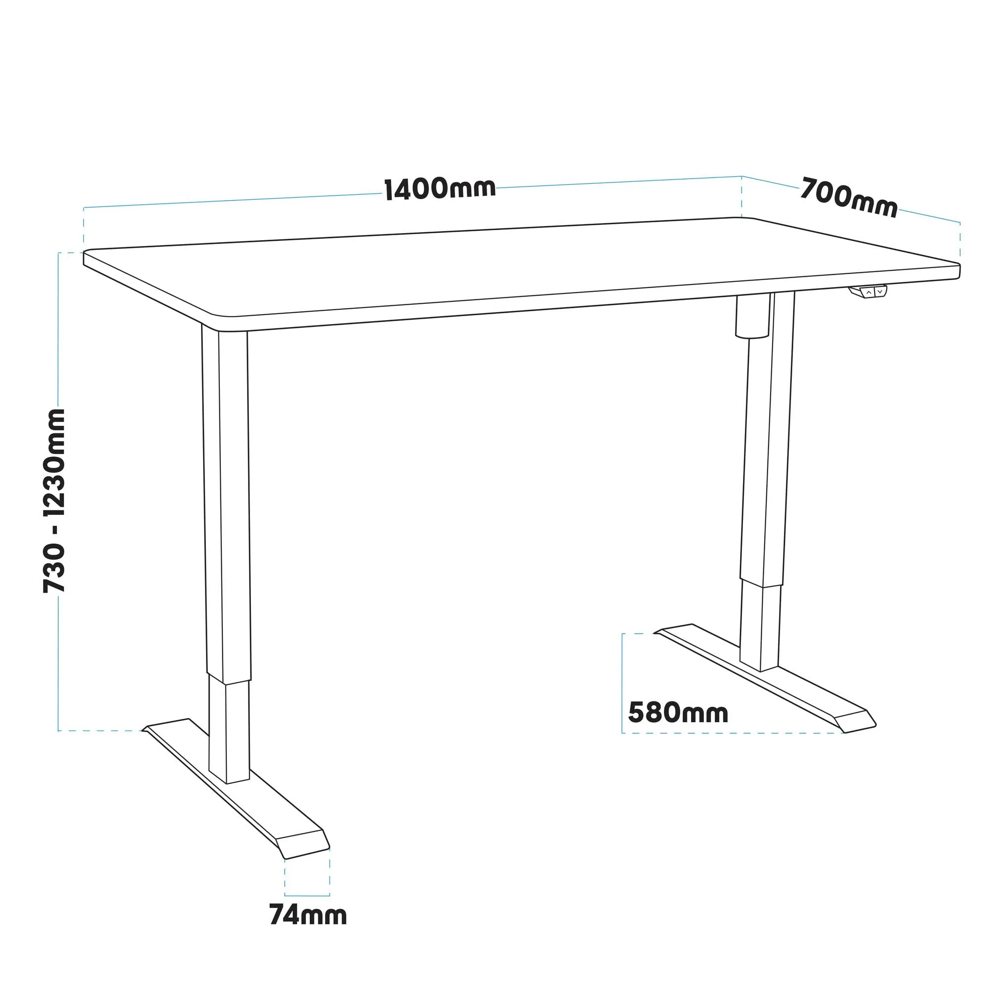 Single Motor Height-Adjustable Electric Sit & Stand Desk with Black Desktop - DH69