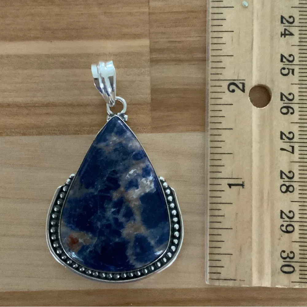Solid 925 Sterling Silver Sodalite Pendant