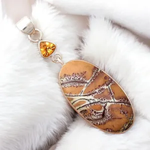Sonora Jasper & Citrine Solid 925 Sterling Silver Pendant