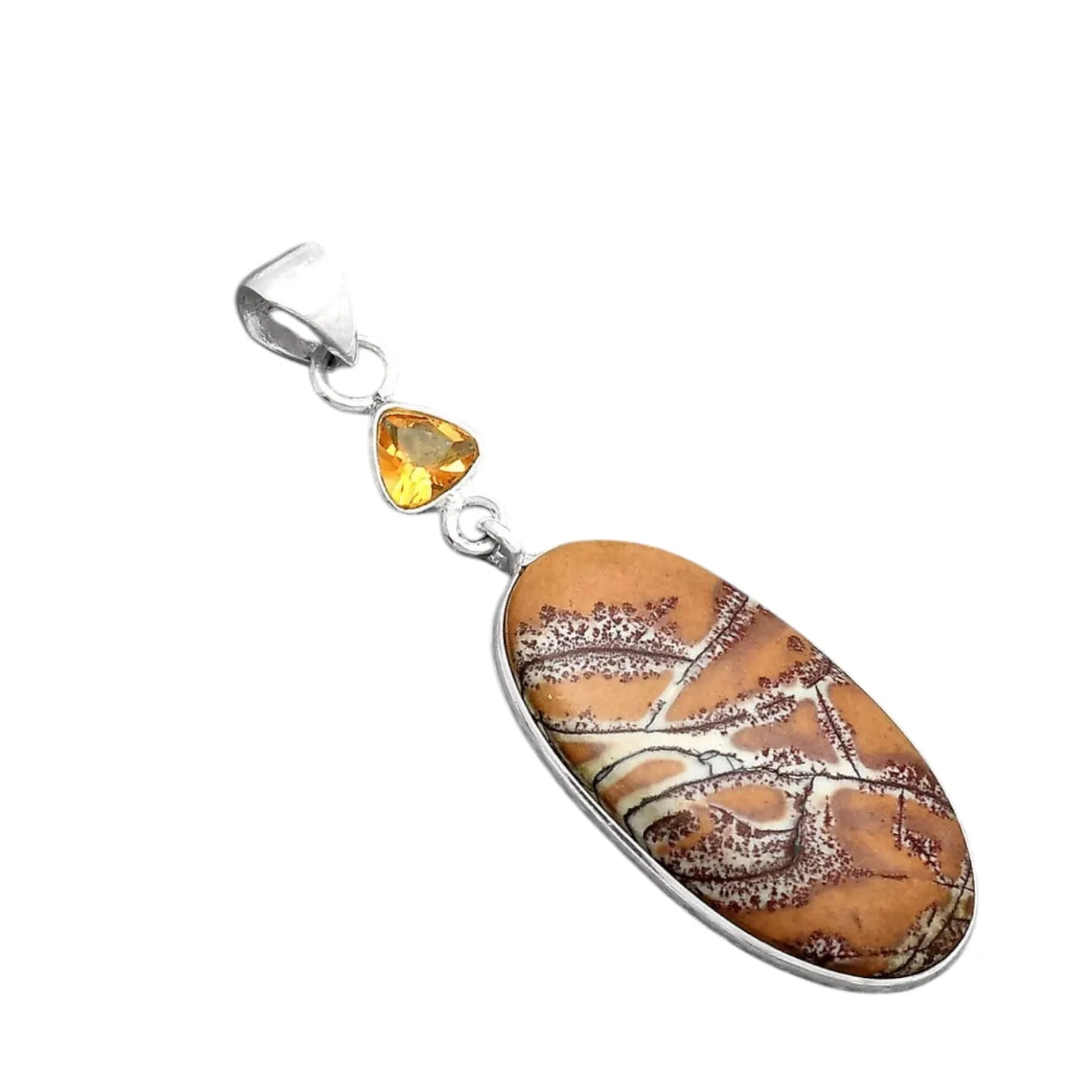 Sonora Jasper & Citrine Solid 925 Sterling Silver Pendant