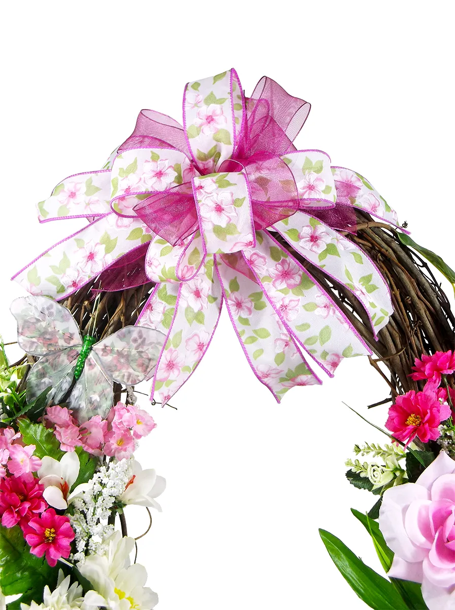 Spring Rose Grapevine Wreath