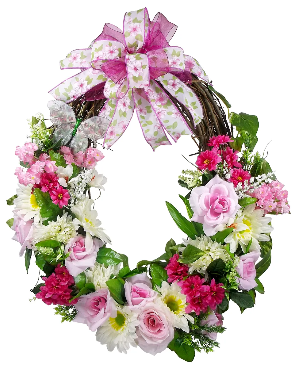 Spring Rose Grapevine Wreath