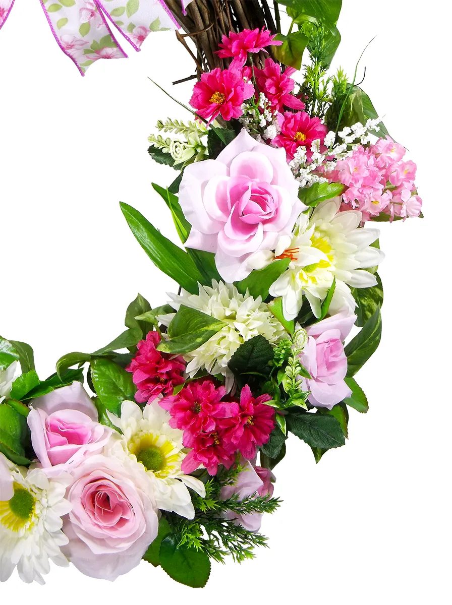 Spring Rose Grapevine Wreath