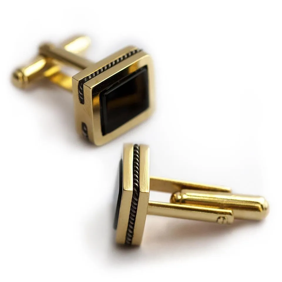 Square twins - Onyx unique cufflinks