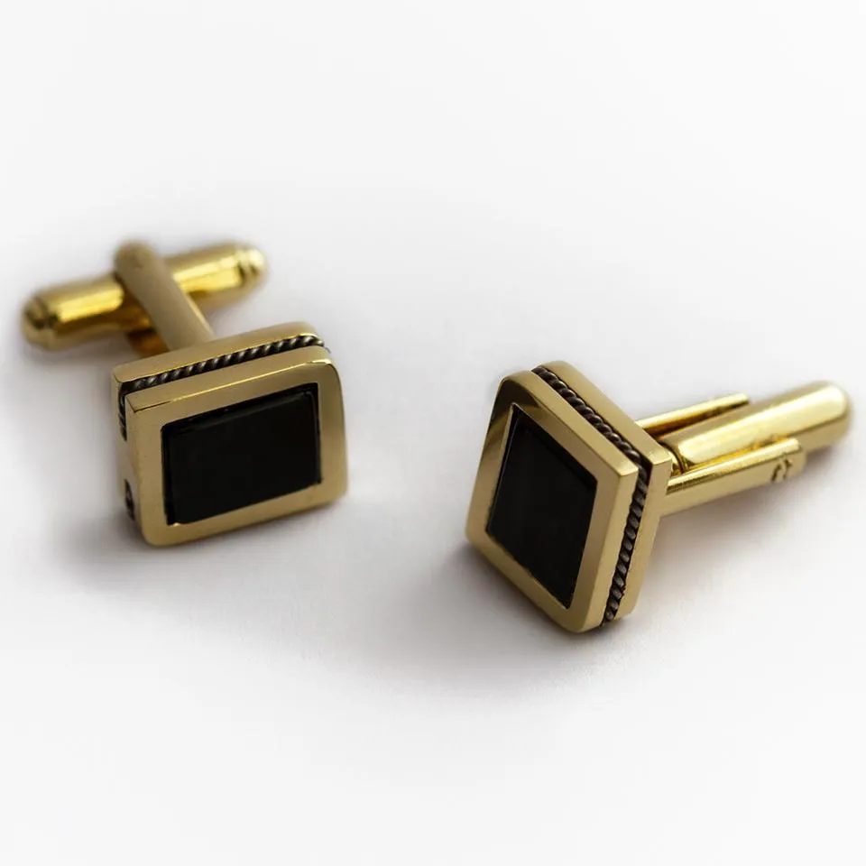 Square twins - Onyx unique cufflinks