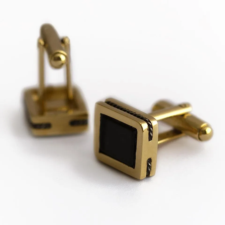 Square twins - Onyx unique cufflinks