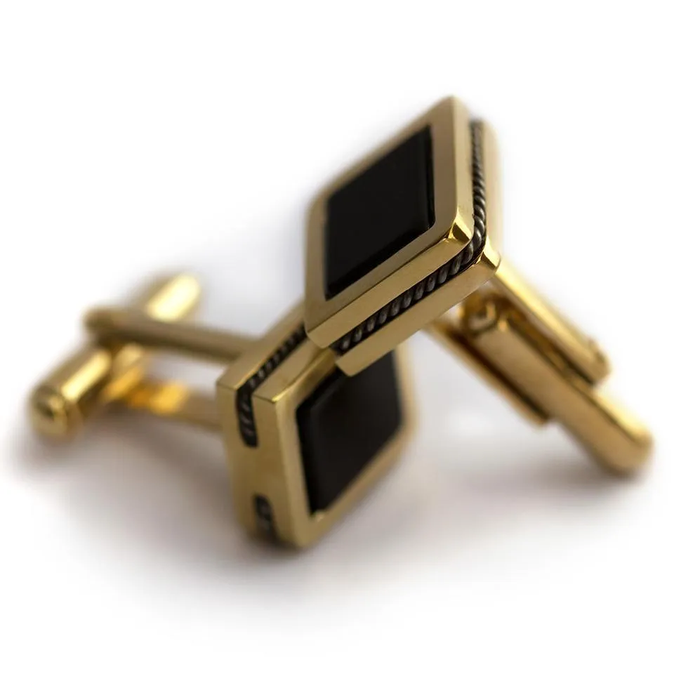 Square twins - Onyx unique cufflinks