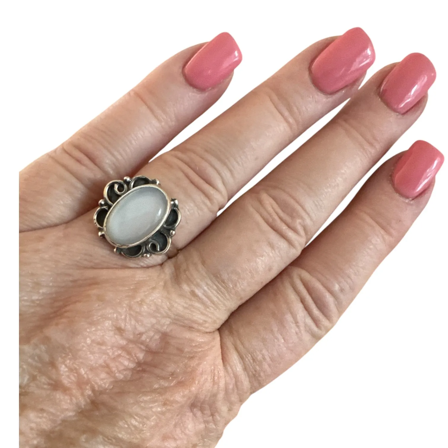 Sri Lankin Moonstone Solid 925 Sterling Silver Ring 7