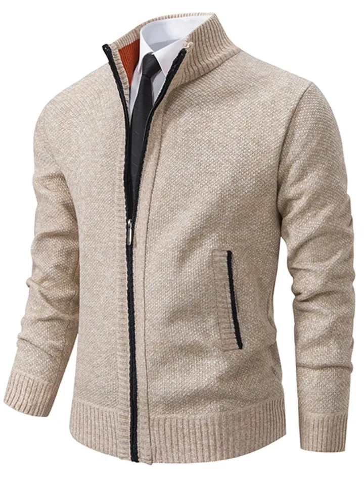 Stand Collar Zipper Knitted Sweaters for Men