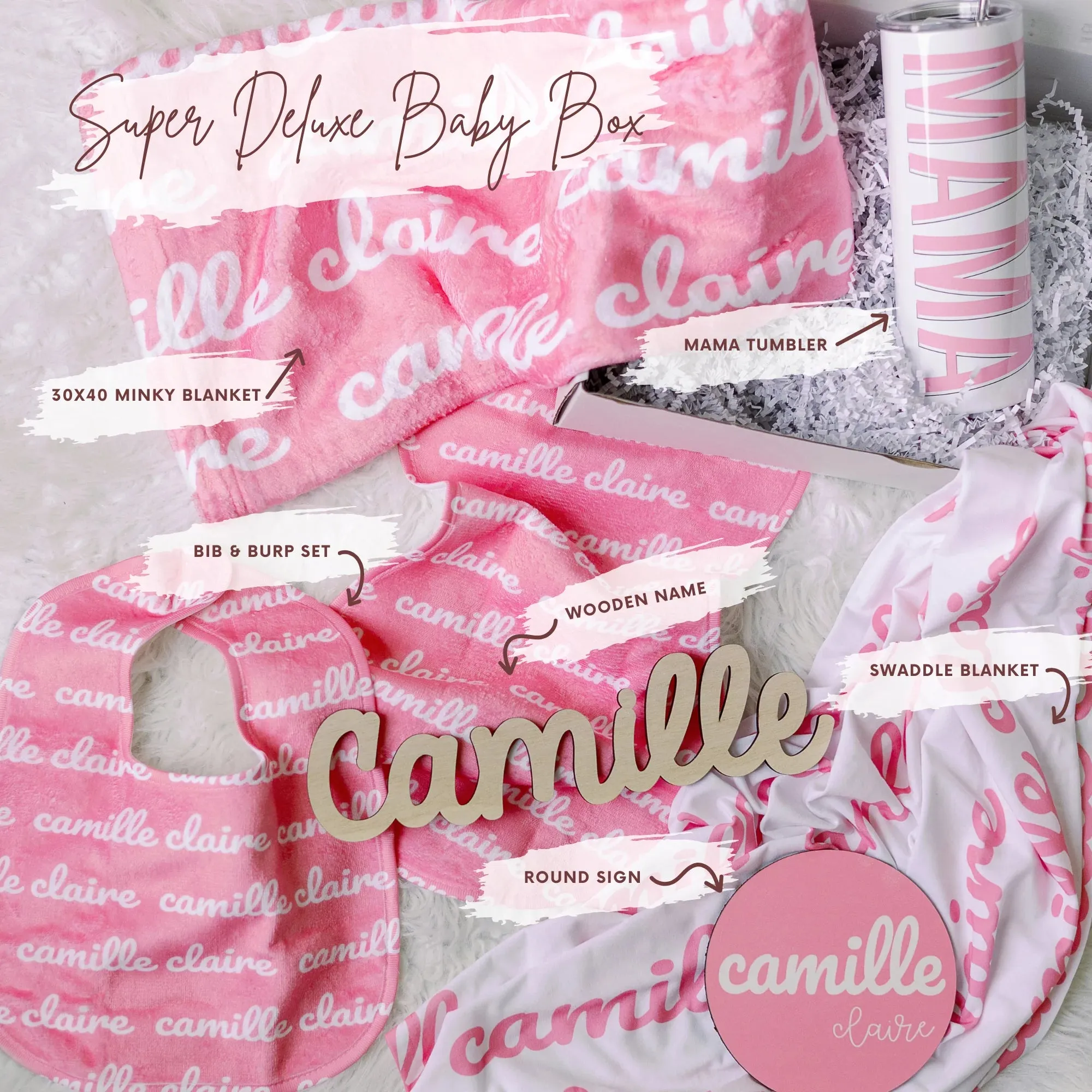 Super Deluxe Personalized Baby Blanket Gift Set