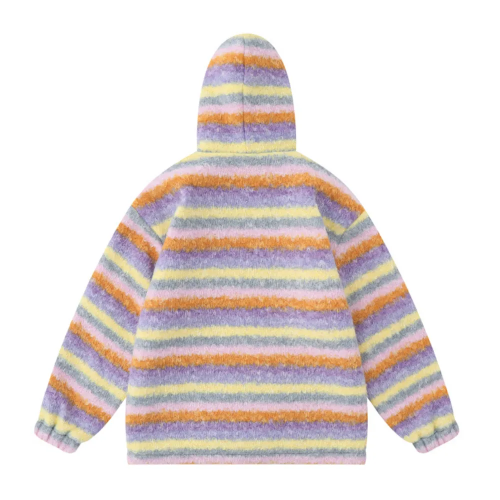 Sweet Colorful Striped Color Coat