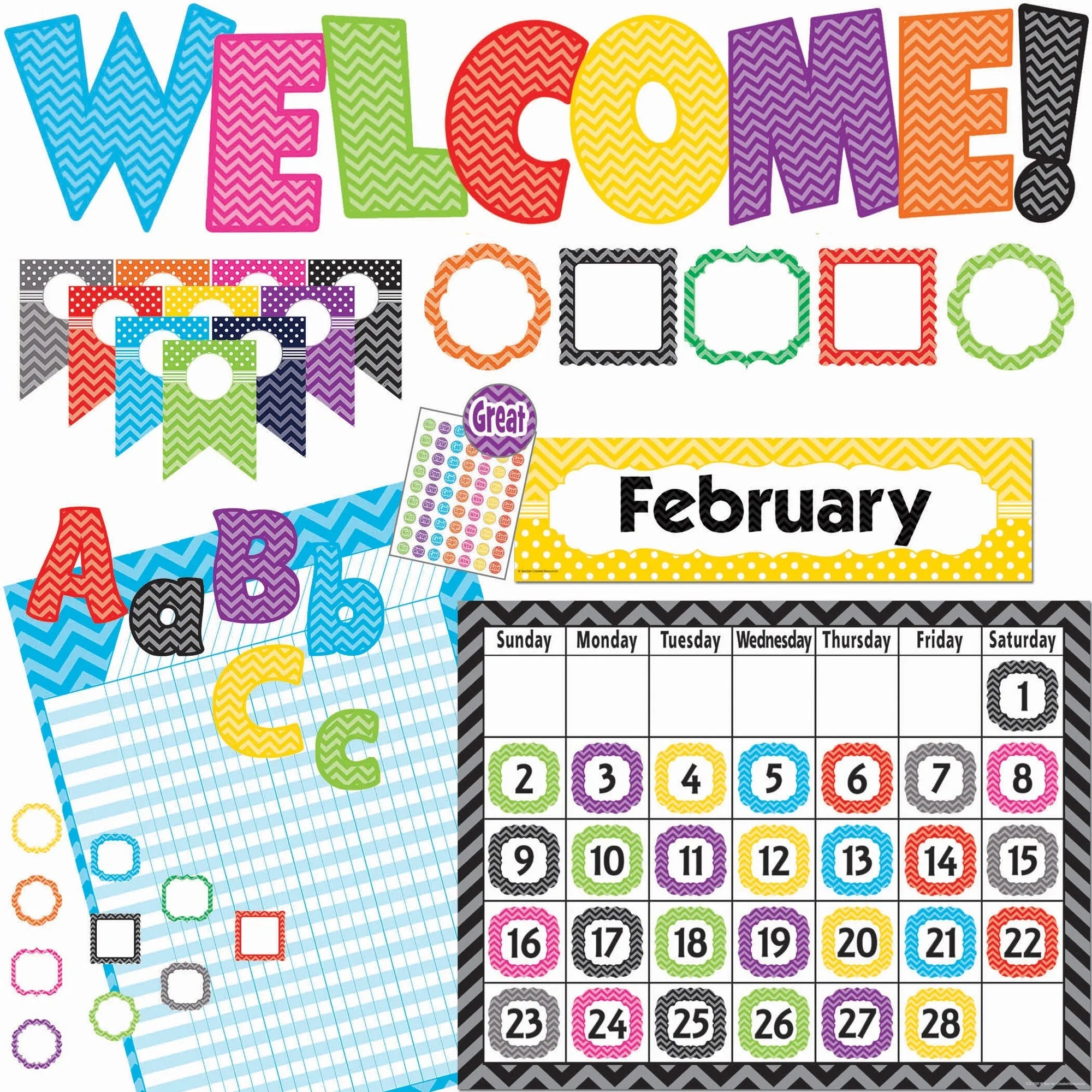 Teacher Created Resources Chevon Accents Board Set