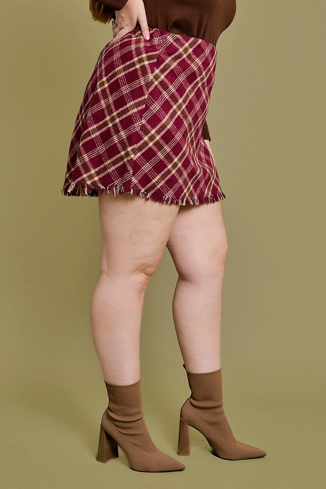 Teagan Plaid Mini Skirt | Burgundy