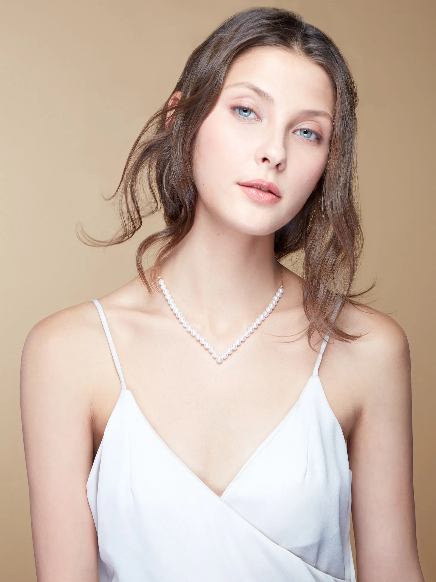 The Elegant Neckline - “V” Shaped Akoya Pearl Necklace