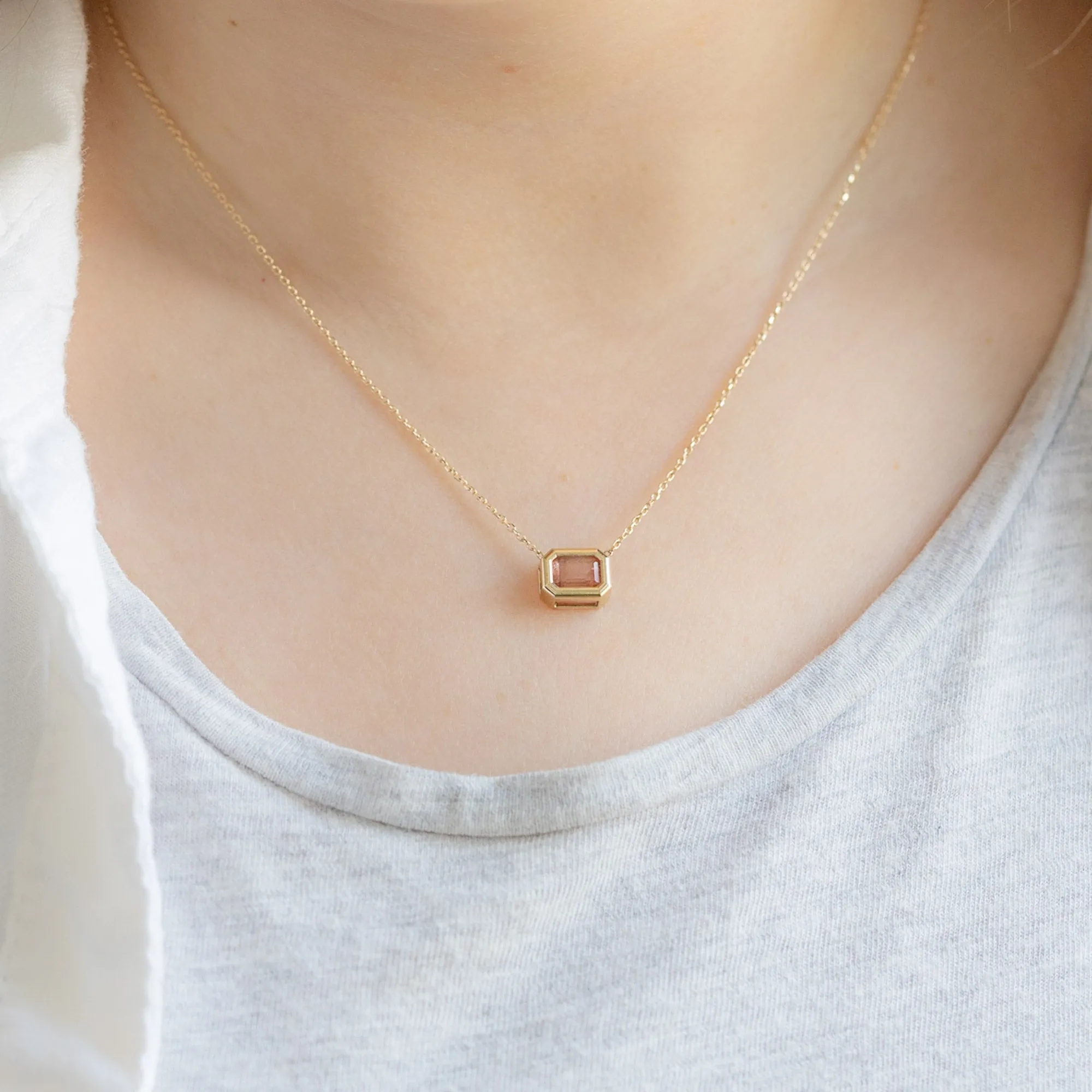 The Emerald-Cut Sunstone Necklace | 10K Yellow Gold