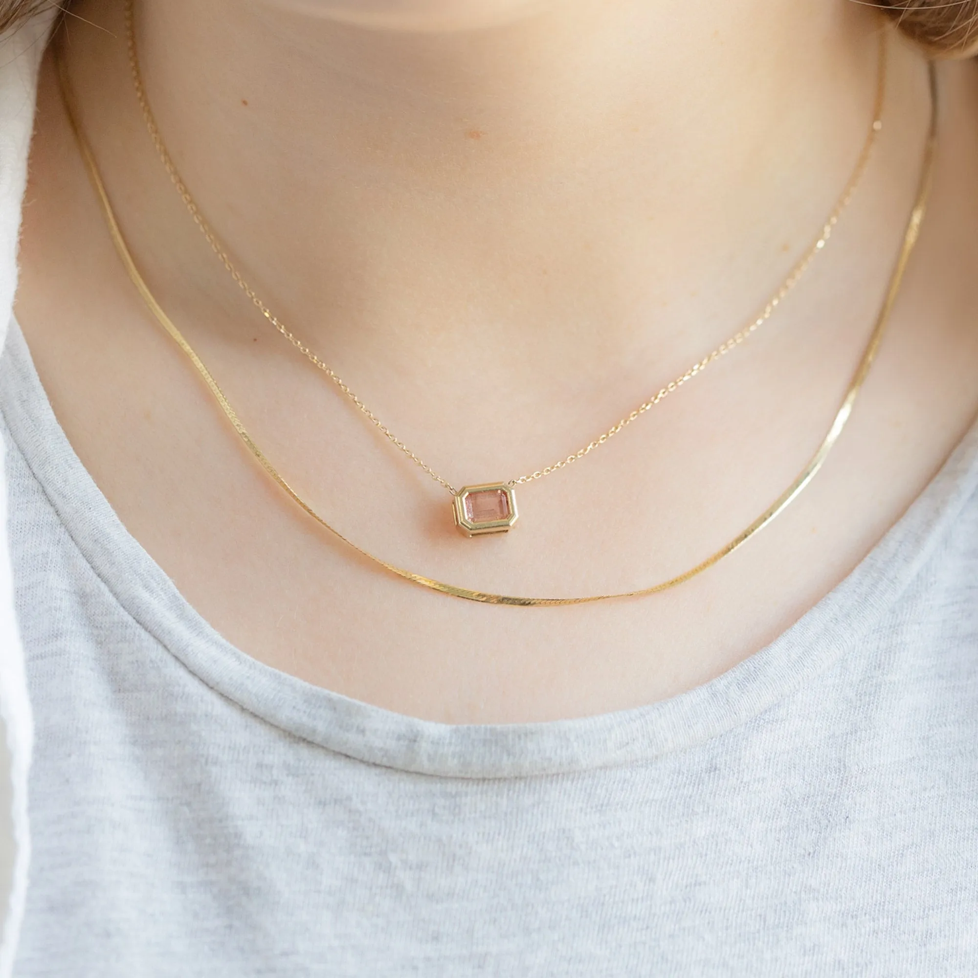 The Emerald-Cut Sunstone Necklace | 10K Yellow Gold