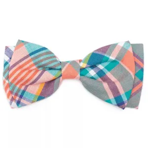 The Worthy Dog Bow Tie Peach Multi Plaid