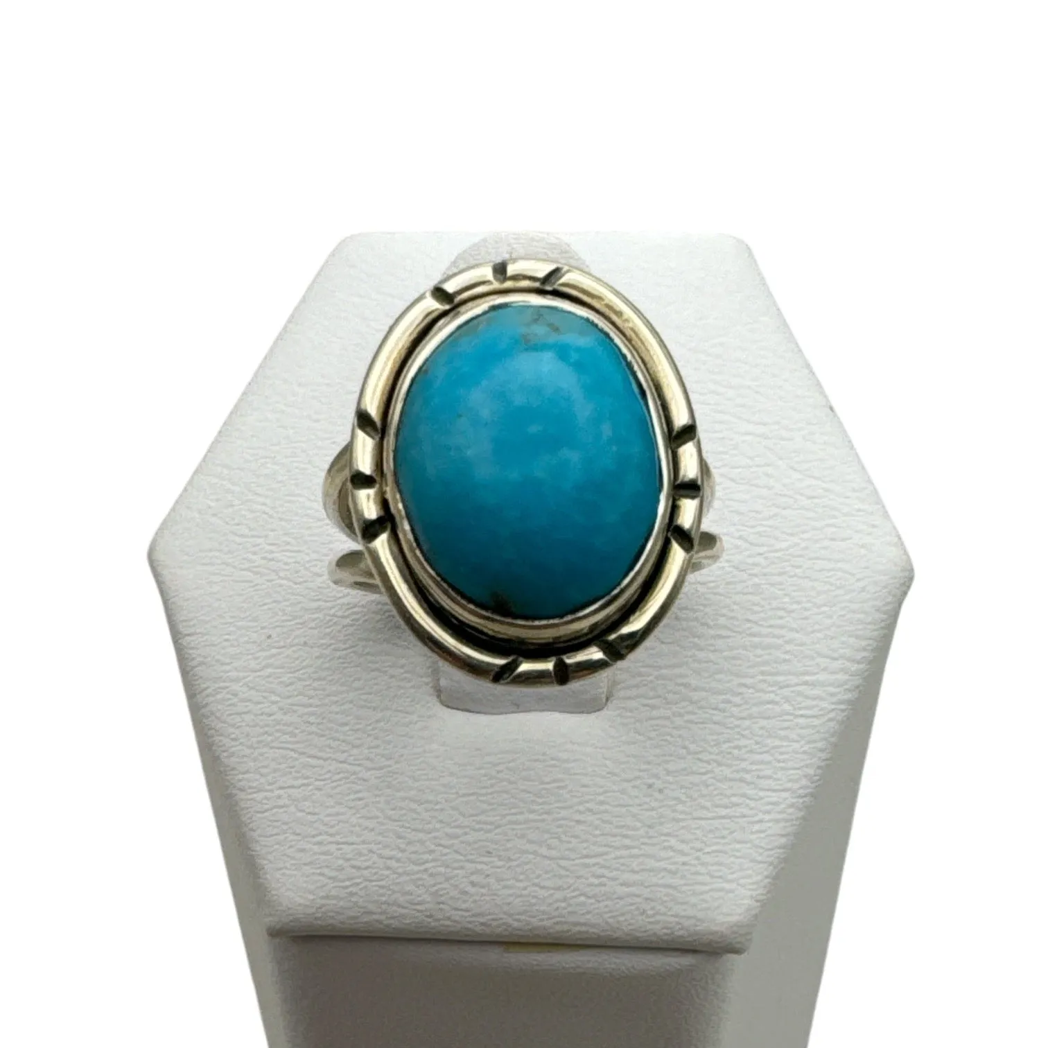 Tibetan Turquoise Solid 925 Sterling Silver Ring 5