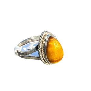 Tiger Eye Solid 925 Sterling Silver Ring 9